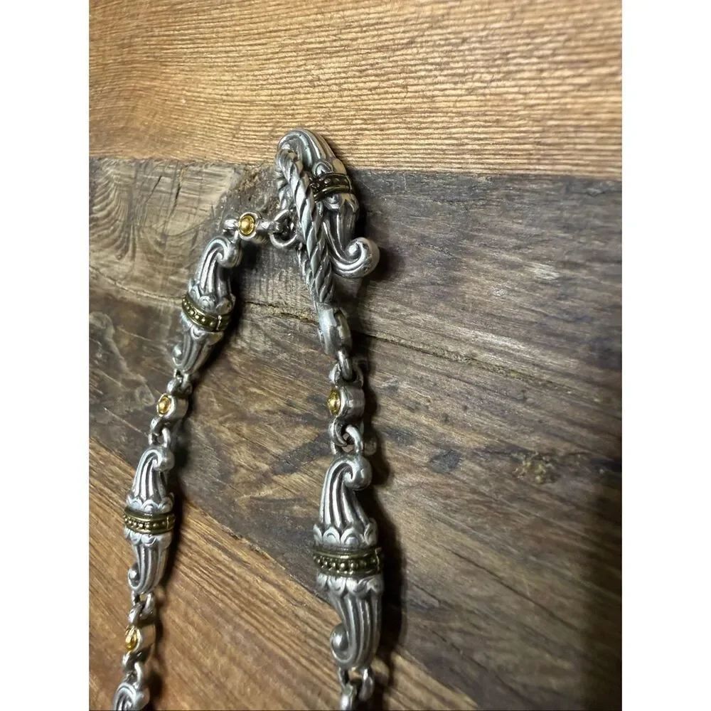 BRIGHTON VINTAGE RETIRED Scroll Gold Silver Twist Necklace - Picture 4 of 6